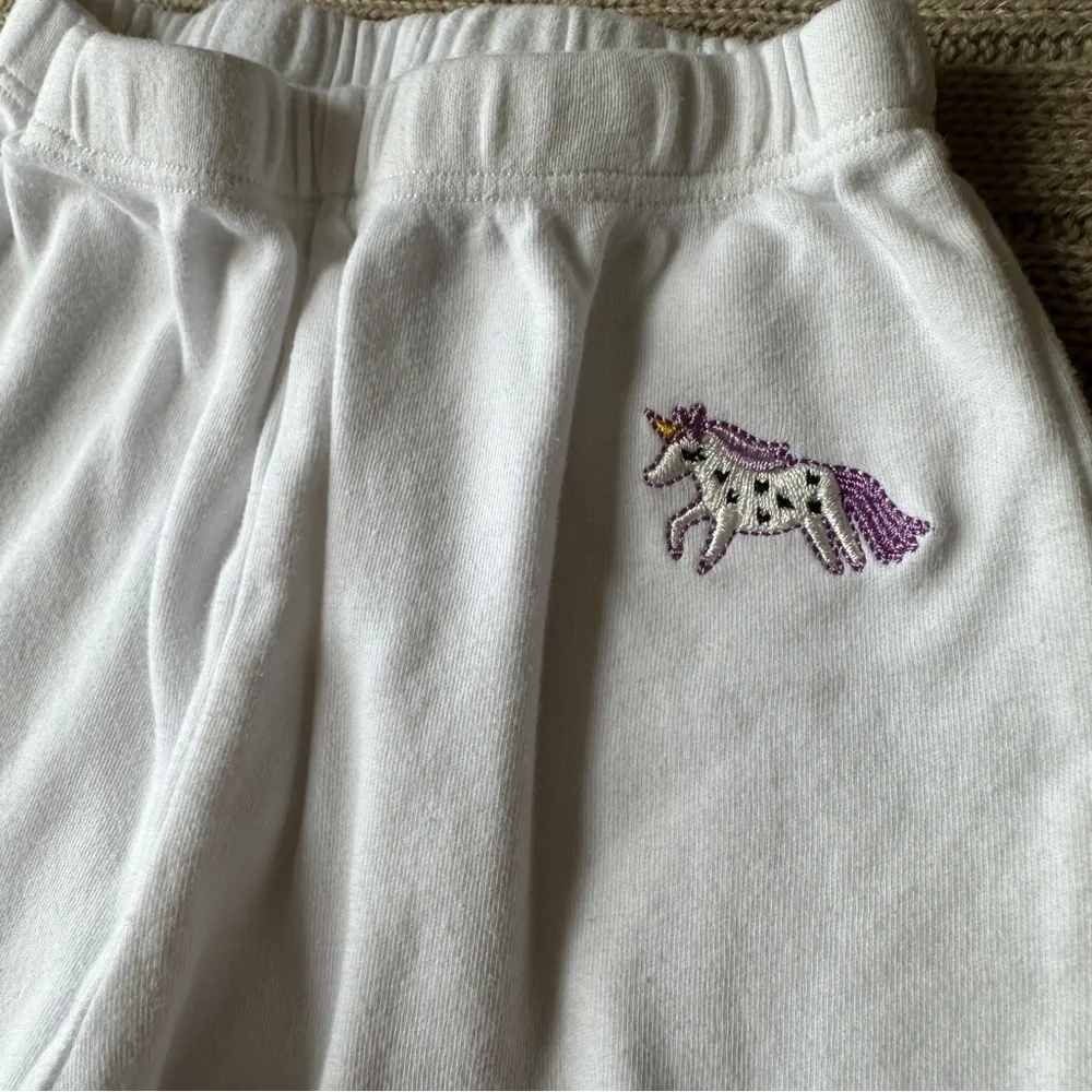 EUC Minizone 3pc Baby Girl Footed Pant Bundle, Pink & White Unicorn, 6-12 Months